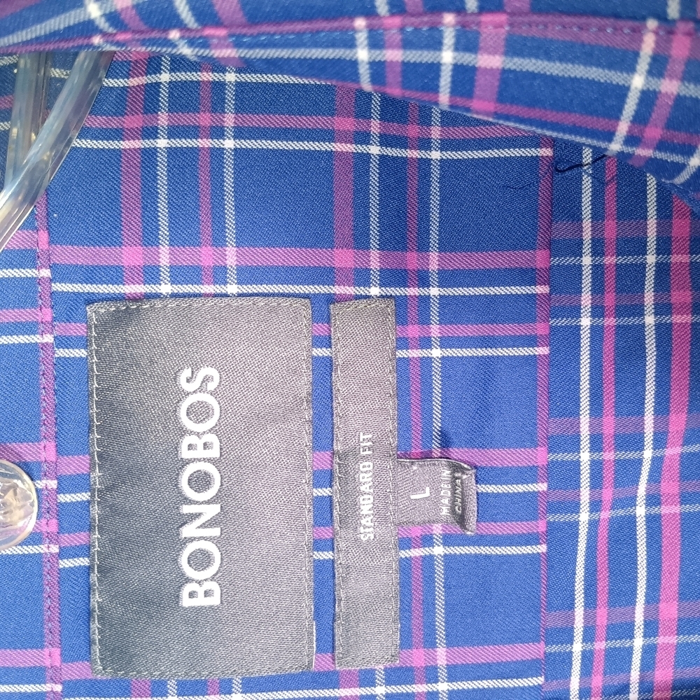 Men's Blue Plaid Shirt Bonobos - Picture 2 of 8